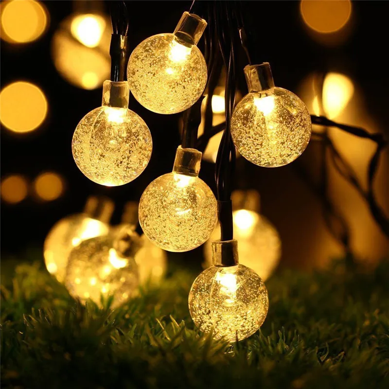 Imagem -05 - Bola de Cristal Led Solar Power String Fairy Lights Guirlandas de Jardim Decoração de Natal Venda Superior 20 30 50 Led