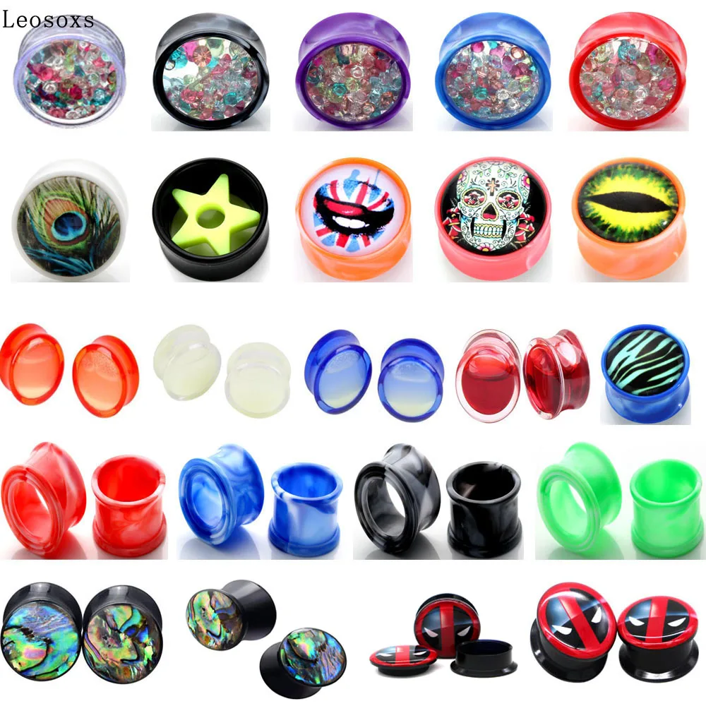 Leosoxs 2pc Acrylic Ear Plugs and Tunnels Piercing Expander 6-26mm Piercing Tunnel Ear Tunnels Stretchers Piercing Jewelry