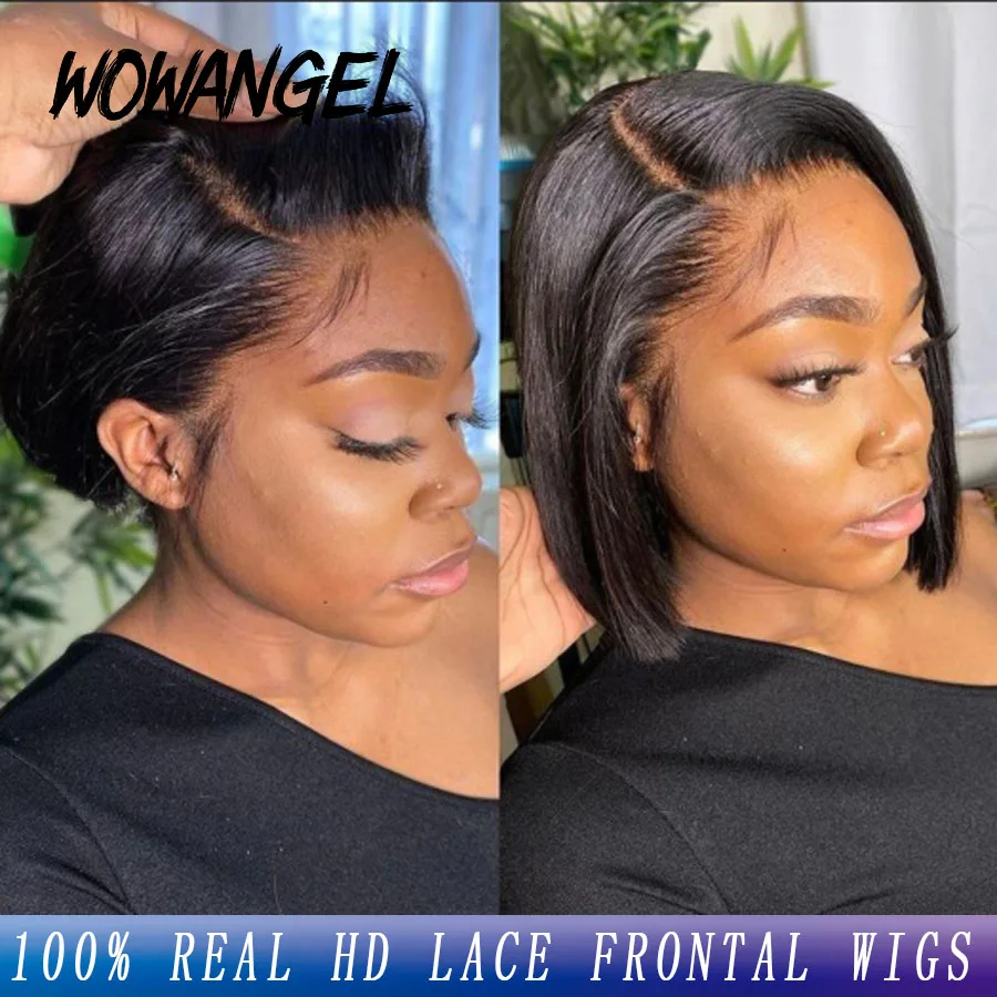 Wow Angel SKINLIKE Real HD Lace Front Perücken Kurze Bob-Perücke Blunt Cut Perücke 13x4 HD Lace Frontal Echthaar-Perücken Vorgezupft Ohne Klebstoff – Detail 3