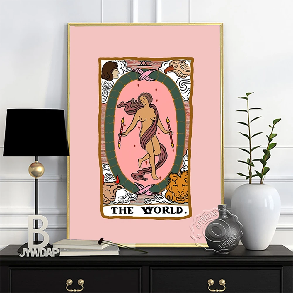Tarot Collection Exhibition Poster, Vintage Abstract Wallpaper Canvas Painting, Divination Occultism Gift, Art Prints Home Decor