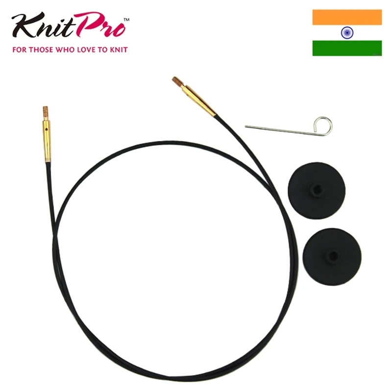 KnitPro Interchangeable Knitting Needle Cable Black Gold Cables