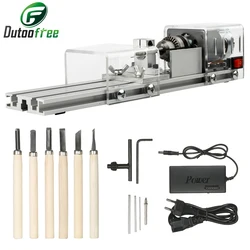 110V-240V Mini Wood Lathe Machine Set 7 Speed Adjustable Rotary Tool Buddha Pearl Lathe Grinding Polishing DIY Woodwork Tool