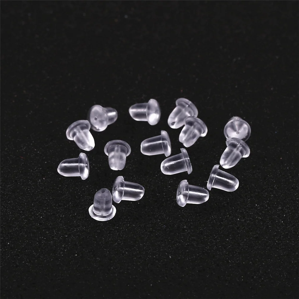 200pcs/lot Clear Soft Silicone Rubber Earring Backs Safety Bullet Stopper Rubber Jewelry Accessories DIY Parts Ear Plugging