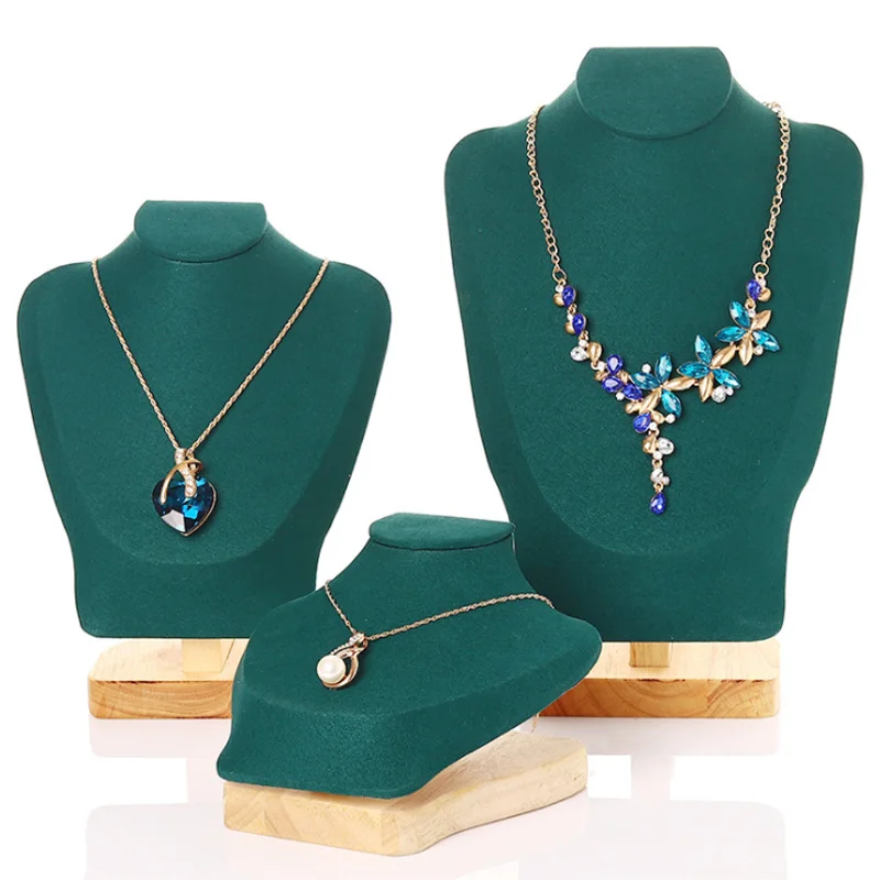 Surprise PriceVelvet Necklace Display Stand Portrait Jewelry Storage Shelf Neck Pendant Swing Table Window Jewelry Display Stand
