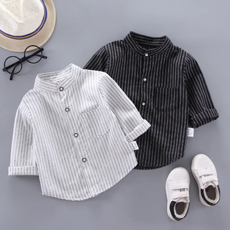 IENENS Spring Thin Shirts Baby Boys Long Sleeve Striped Print Shirts Kids Tops Tees Shirts Casual Blouse