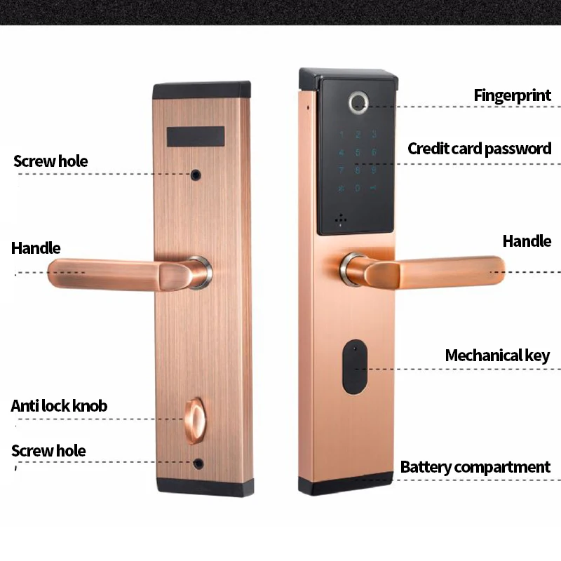 Smart Biometric Fingerprint Lock with Digital Password RFID Card Key Electronic Smart Fingerprint Door Lock