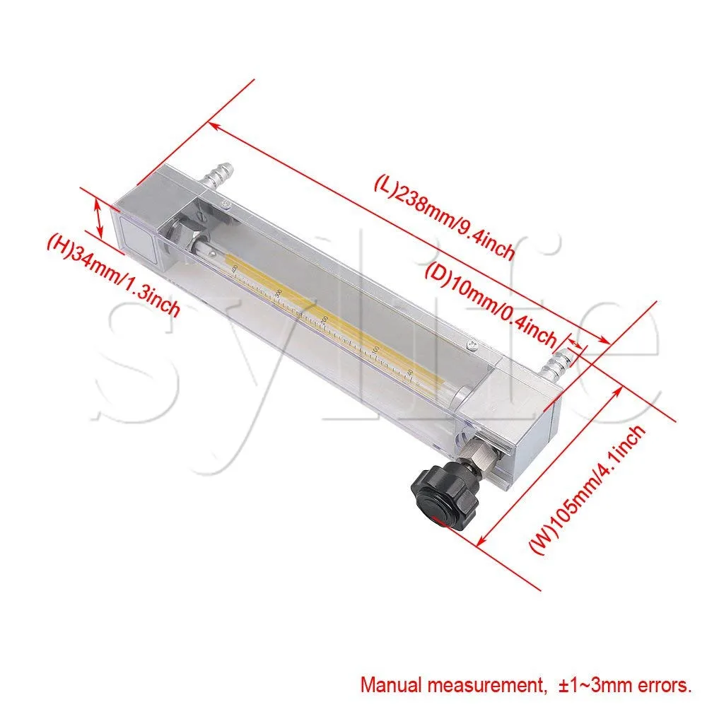 LZB-4 40-400L/h Gas Air Oxygen Flowmeter Flow Meter Regulator Fit for 10mm Hose Metal Control Valve