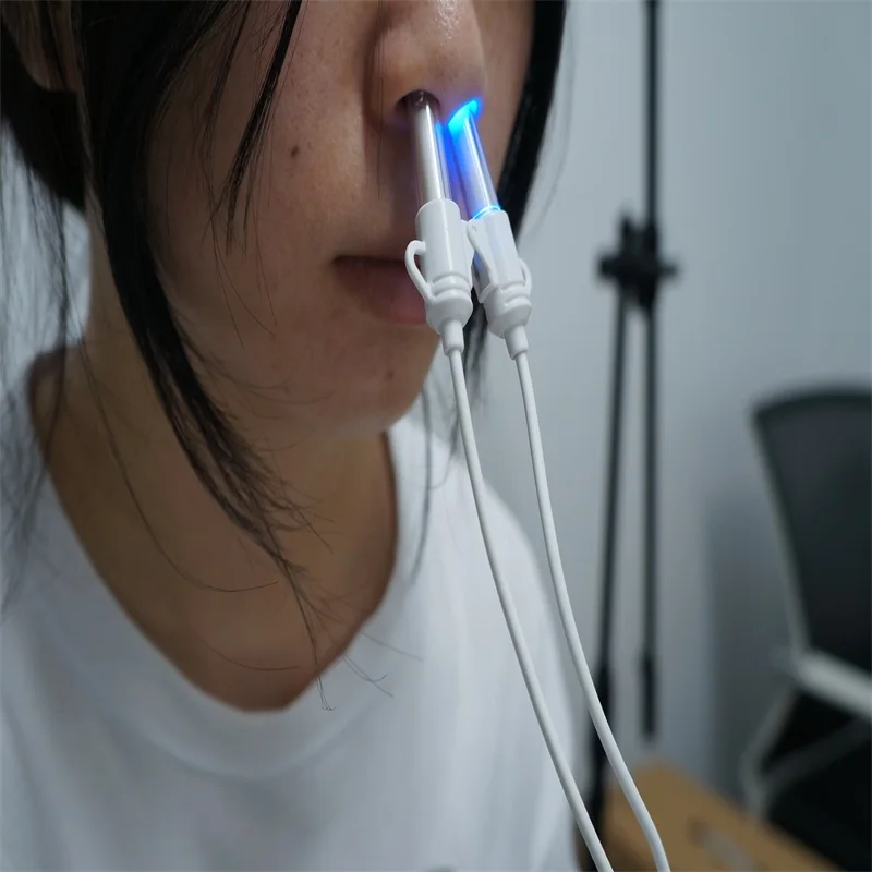 

Electric Acupuncture Point Massage Blue and UV Light Laser Nose Rhinitis Sinusitis Cure Therapy Meridian Energy Massager