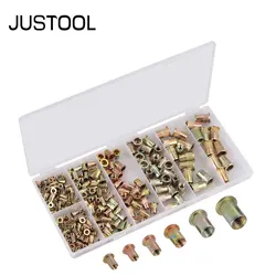 JUSTOOL 220 Pcs Aluminum Alloy Rivet Nuts Flat Head Rivet Nuts Set Nuts Insert Riveting M3 M4 M5 M6 M8 M10 Kit Rivet Insert Nuts