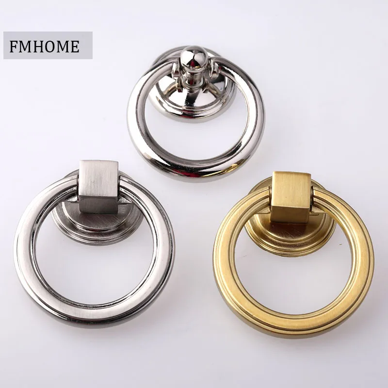 

NEW Free Shipping simple Fashion Gold Chrome Handle Drawer Dresser Cupboard Shoe Closet Ring Pull Zinc Alloy Furniture door Knob