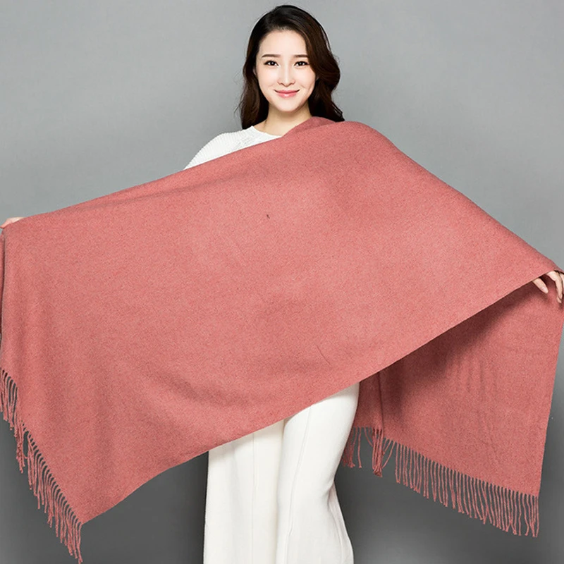 Luxury Womens Warm Scarves Wrap Shawl Women Wool Solid Thinkening Scarves Warm Shawl Scarf With Tassels Soft Fashion Shawl