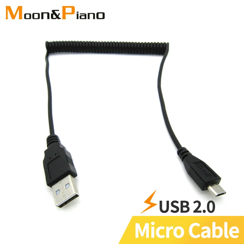 Micro USB Cable Spring Coiled USB Data Cables Mobile Phone Charging Tablet usb Cord 1.5m Flexible Wire Charger for Smartphone