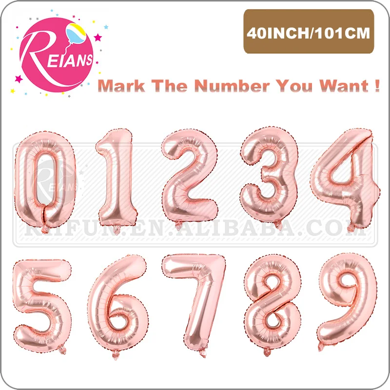 40 بوصة ارتفع حرف ذهب رقم الرقم بالون مخزن افتتاح حفلة عيد ميلاد الديكور الزفاف الذكرى بالون للديكور