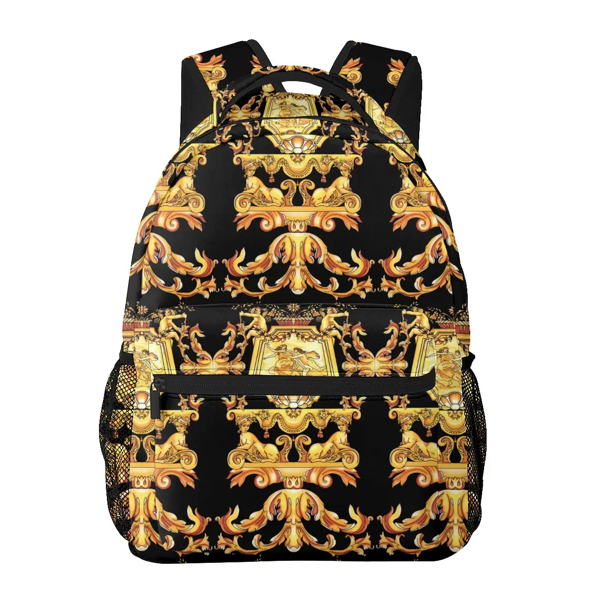 NOISYDESIGNS Golden Baroque Print Women Backpack Student School Bag Soft Strap BookBag Laptop Rucksack Teenager Girl Schoolbags