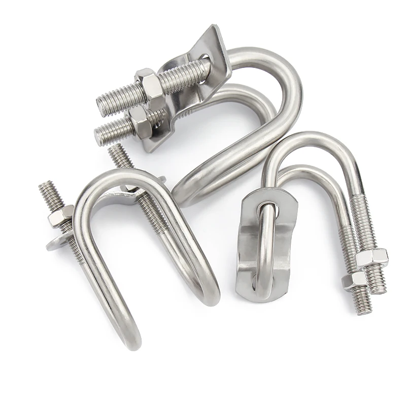 304 Stainless Steel Double U-shaped Clamp U-shaped Screw Cross U-shaped Bolt Special-shaped Pipe Buckle for Aquaculture