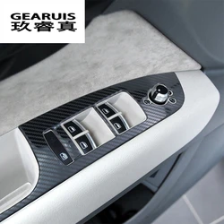 Car styling door armrest panel covers trim for Audi Q7 4l window glass lift buttons frame decal strip Carbon fiber Auto stickers