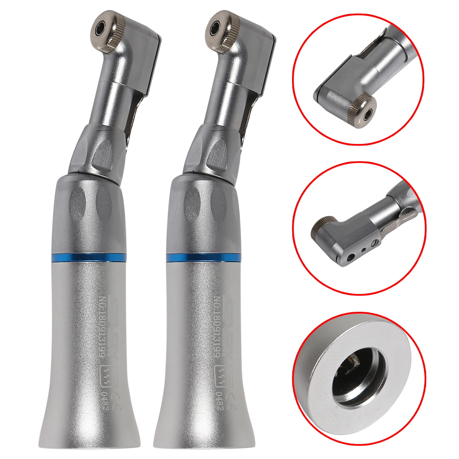 2Pcs NSK Style Dental Slow Speed Contra Angle Handpiece E-type Latch Type Head Stainless Steel Material Extra Water Spray EP