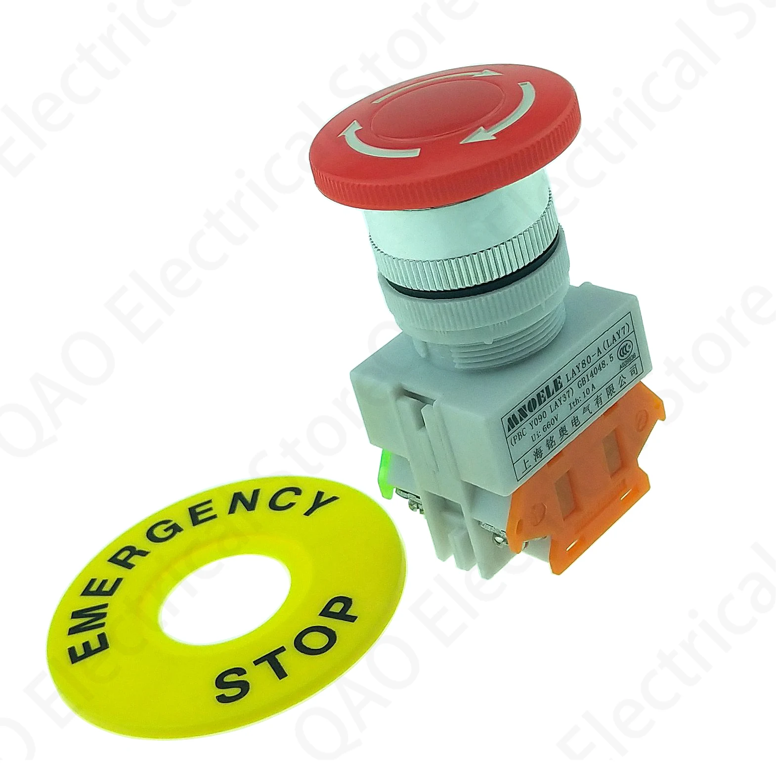 LAY37 Mushroom Cap 1NO 1NC DPST Emergency Stop Push Button Switch AC 660V 10A Switch Equipment Lift Elevator Latching Self Lock