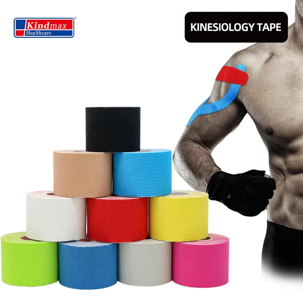 Kindmax 5 Size 100% Cotton Elastic Kinesiology Tape Sport Physiotherapy Recovery Bandage for Running Knee Muscle Protector