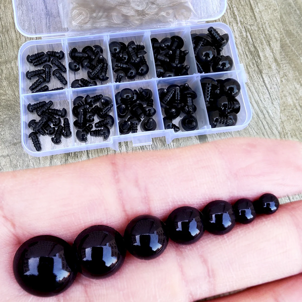 100 sztuk 8/10/12/14mm plastikowe oczy ochronne do zabawek Diy Mix rozmiar szydełkowe oko zwierzęce dla lalki akcesoria amigurumi
