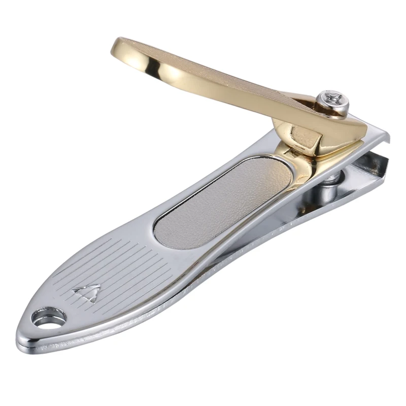 1 PC Stainless Steel Nail Clipper With Nail File Quality Manicure Nail Cutter Trimmer Gold Edge Letters Carve
