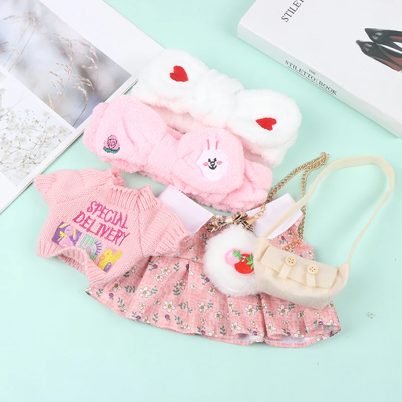 Lalafanfan café pato roupas de cachorro brinquedo de pelúcia novos desenhos animados roupas de pelúcia faixa de cabelo camisola crianças meninas presente 30cm boneca acessórios