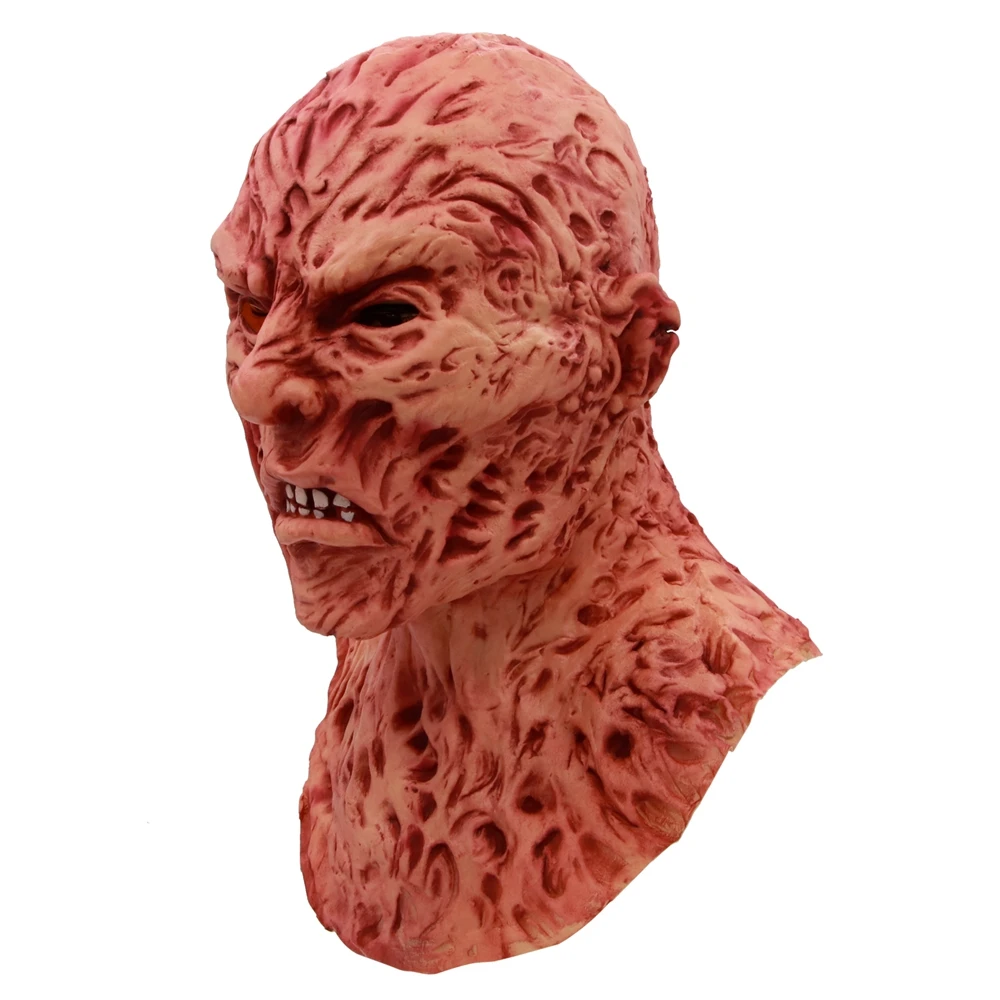 Costume d'halloween réaliste pour adultes, masque d'horreur de luxe Freddy Krueger, masque de carnaval effrayant pour fête de noël C34K187