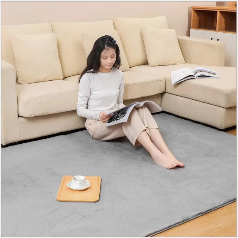 Thicken Faux Rabbit Fur Carpet For Living Room Decor Modern Home Non-slip Imitation Fur Rug Bay Window Mat Kid's Bedroom Carpet