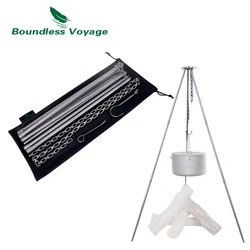 Boundless Voyage Titanium Adjustable Tripod Hanging Chain Outdoor Camping Campfire Pot Kettle Cup Holder Cooking Kit