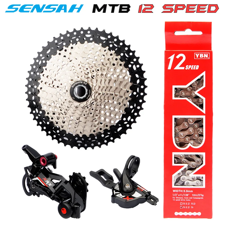 

SENSAH 1*12s 12 Speed MTB Groupset Shifter Rear Derailleur Shift Chain Mountain Bike 11-52T Silver Cassette For SRAM Shimano