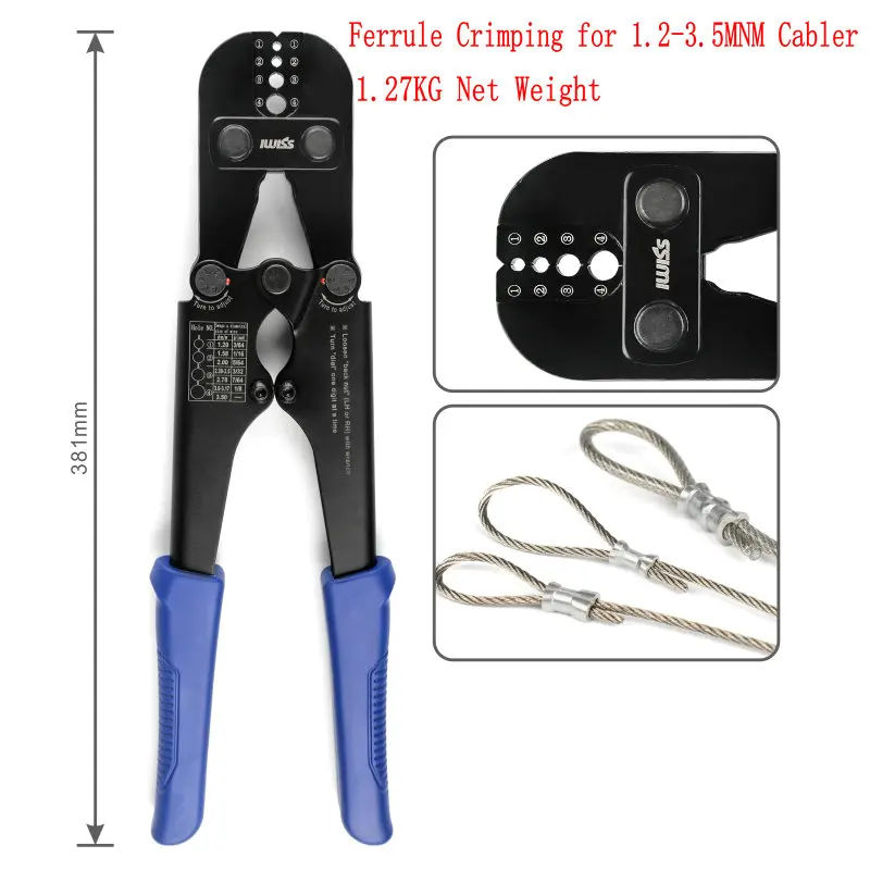 HQ FP01 Ferrule Sleeves Press Pliers Crimping Tool Steel Wire Rope Cutter For 1.2-5MM Wire Rope And All Types Ferrule Crimper