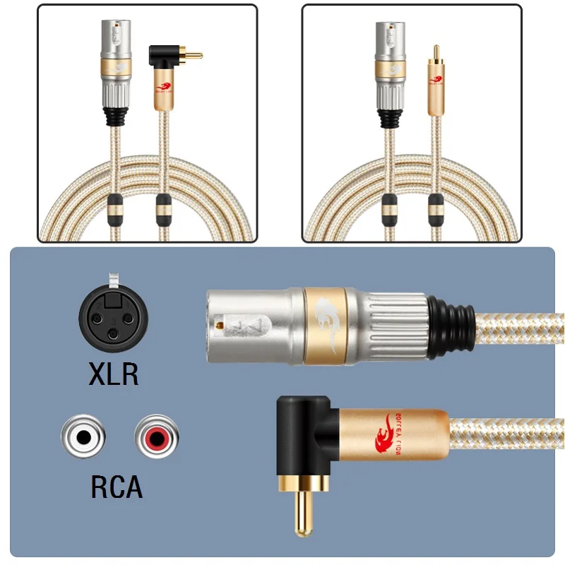 Аудиокабель Hi-Fi RCA-XLR «папа» для микшерных консолей AV-приемник Усилитель XLR 3-контактный к динамику RCA Несбалансированные соединительные шнуры