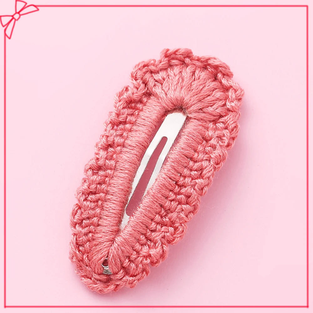 Colorful Wool Barrettes For Baby Girl Hair Clips Lace Trimming Hairpins Candy Colors Headwear Knitted Hair Accessories For Kids