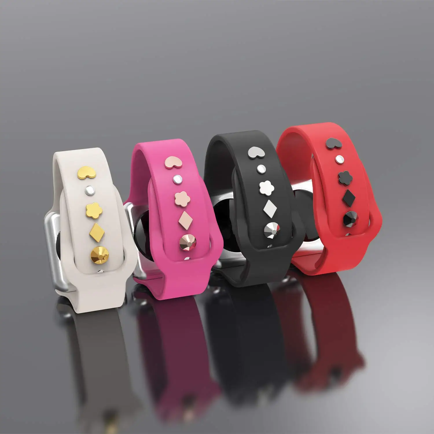 Silicone Strap Jewelry Charms for Apple watch Band/Galaxy watch 4/Classic Bracelet Metal decoration for iWatch series 7 6 5 3 se