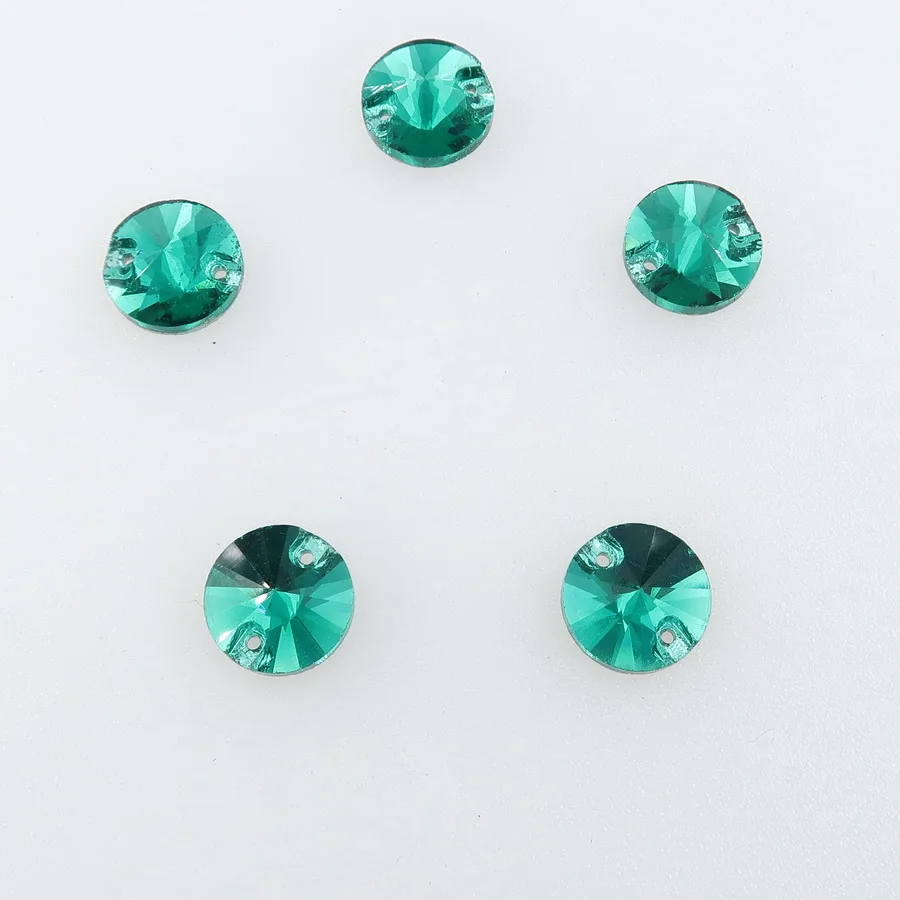 Rivoli runde Glas-Kristall-Flachsteine mit 2 Löchern, 6 Größen, zum Aufnähen, Strass-Perlen, Kristalle für Hochzeitskleider, Schuhe, Taschen, DIY – Detail 7