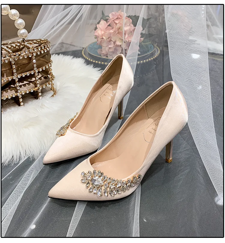 Zapatos de boda de novia para mujer, calzado de cristal de talla grande disponible