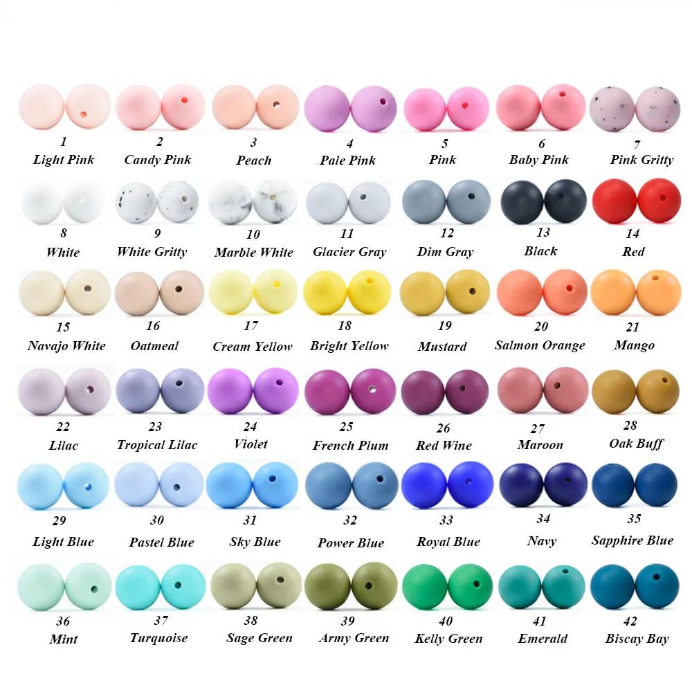 100 PCS Multi-Colors 12-15 MM Silicone Round Ball Beads DIY Teething Necklace BPA Free Chew Charms Newborn Nursing Accessory