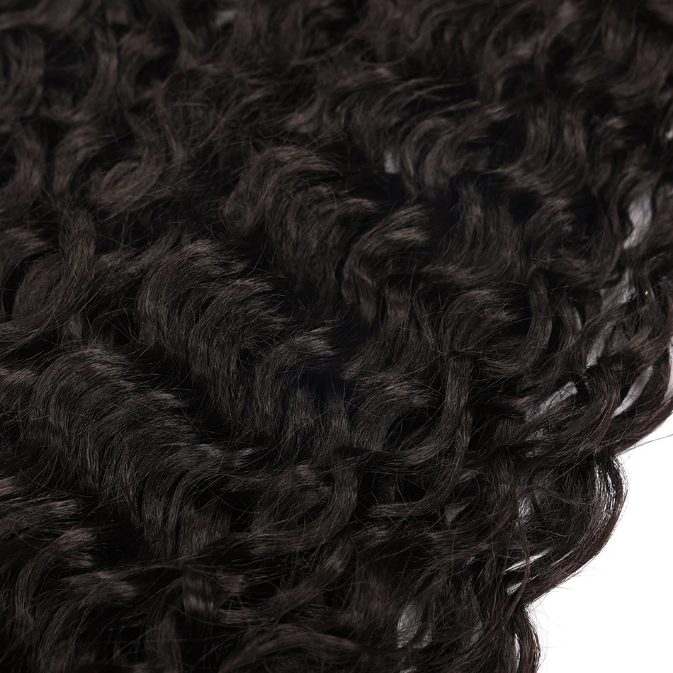 Meepo Long Jerry Curly Synthetic Clip In Hair Extensions Naturalne treski 4 szt. Pełna głowa Organiczne w sztucznych włosach Afro loki 28”