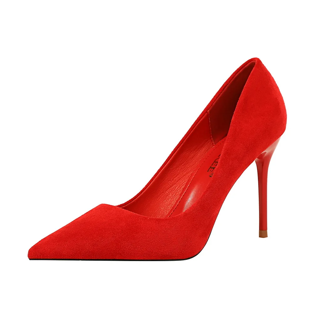 BIGTREE Shoes Suede Woman Pumps New High Heels For Women Office Shoes Fashion Stiletto Heels Women Basic Pump Plus Size 42 43