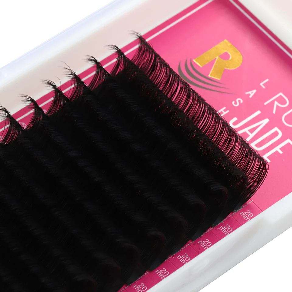 RUJADE 5 Trays Russian Volume Eyelash Extensions Supplies Silk Volume & Classic Lash Matte Dark Individual Eyelash Bottom Cilios