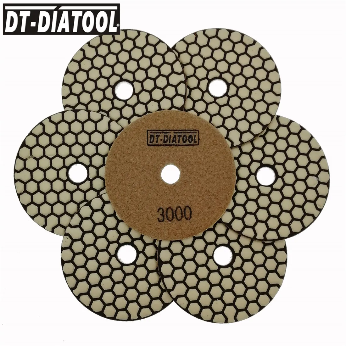 

DT-DIATOOL 7 шт. Dia 4 дюйма/100 мм полимерные алмазные сухие полировочные диски Grit #3000 шлифовальный диск для гранитного мрамора