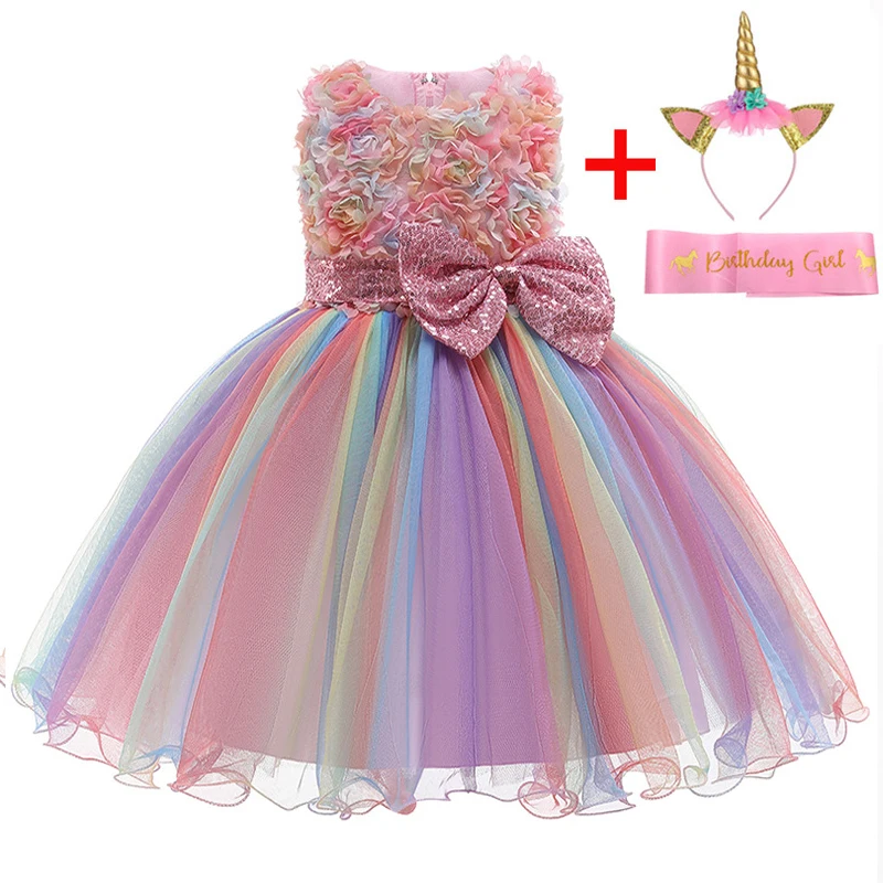 Newborn Baby Girls Dress Summer Infant Unicorn Party Dress 1st Birthday Dress For Baby Girls Princess Dresses Wedding vestidos