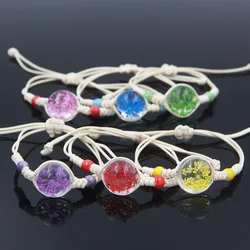 Handmade Dried Flower Bracelet Gypsophila Immortal Dried Flower Crystal Glass Ball Bracelet Couple Student Jewelry Accessories