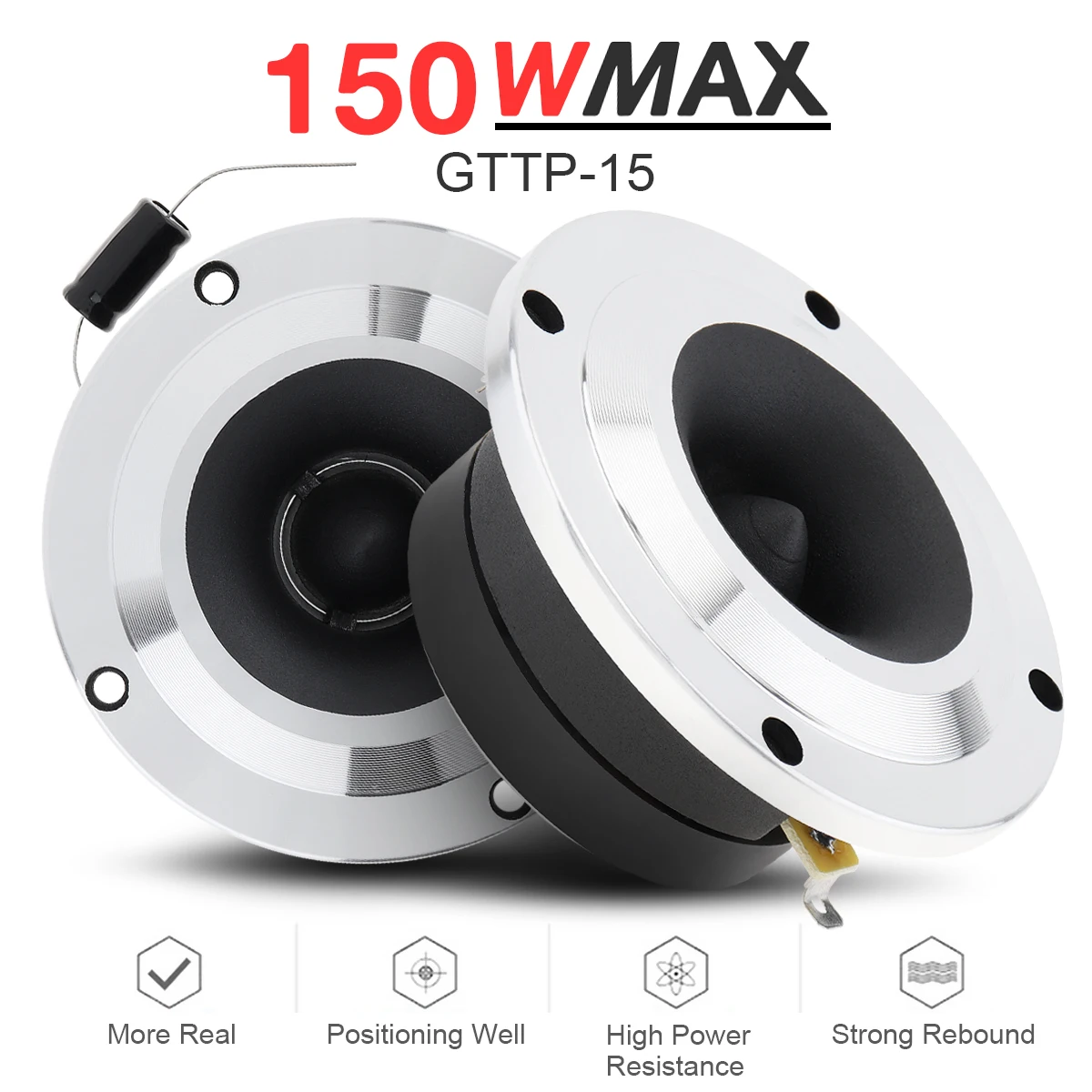 2pc 4 Inch 100W Tweeter Speaker Audio Sound Speaker Full Range Loudspeaker High Efficiency w Capacitor for DIY Car Audio System