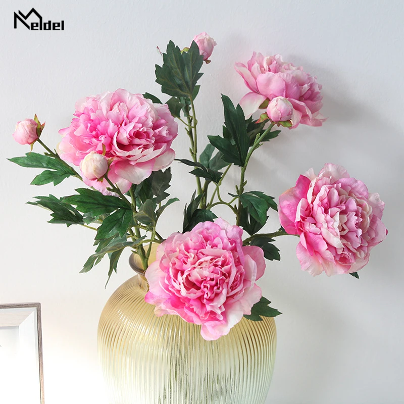 Meldel Wedding Peony Bouquet FAI DA TE Fiore Artificiale Fiore di Seta Peonia Casa Cerimonia Nuziale Del Partito Decorazioni Da Tavola Falso Peonie La Disposizione Dei Fiori