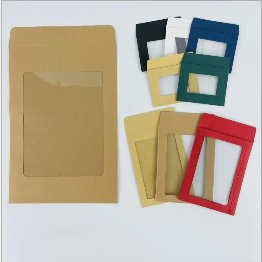 

50pcs Transparent film kraft paper document bag Envelope postcard box Package paper Bags For 8/3/2 inch Photo