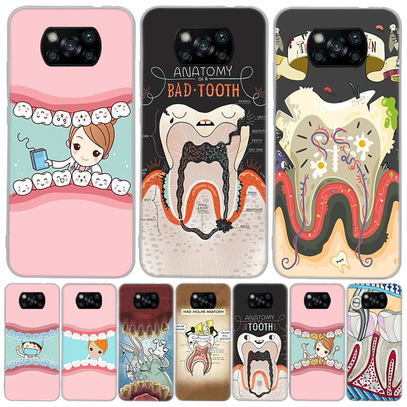 Wisdom Teeth Dentist Tooth Phone Case For Xiaomi Poco X3 Nfc M3 F3 F1 Mi Note 10 Pro 11 Lite 11i 8 9 9T 10T CC9 A3 Cover Fundas