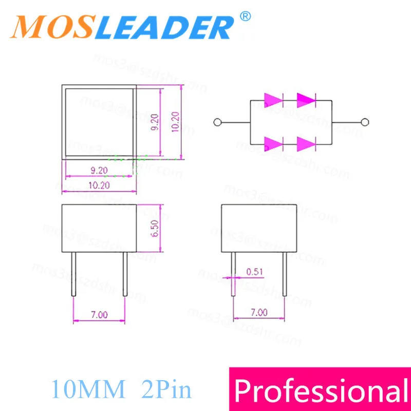 Mosleader 100pcs Red 10mm Square Display Flat tube display Indicator led 10x10 For Game player recreational machine led display