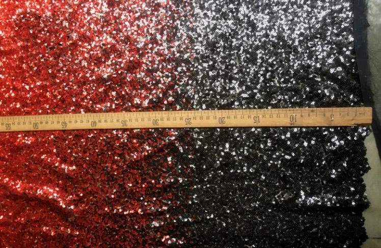 Red and black gradient sequins fabric children\'s wear DIY dress performance clothing sequin fabric  Wedding costumes, fabrics