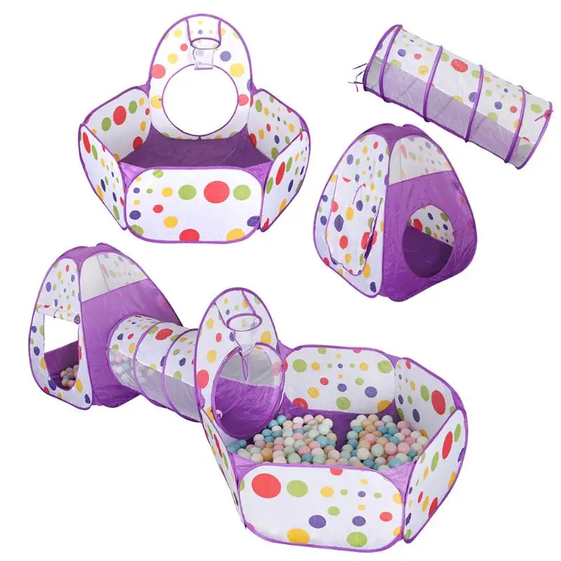 Baby Toys Portable Foldable Large Play Tent Kids Indoor Outdoor Game Dots Printed Ocean Ball Pool Pit Crawling Tunnel House Toys